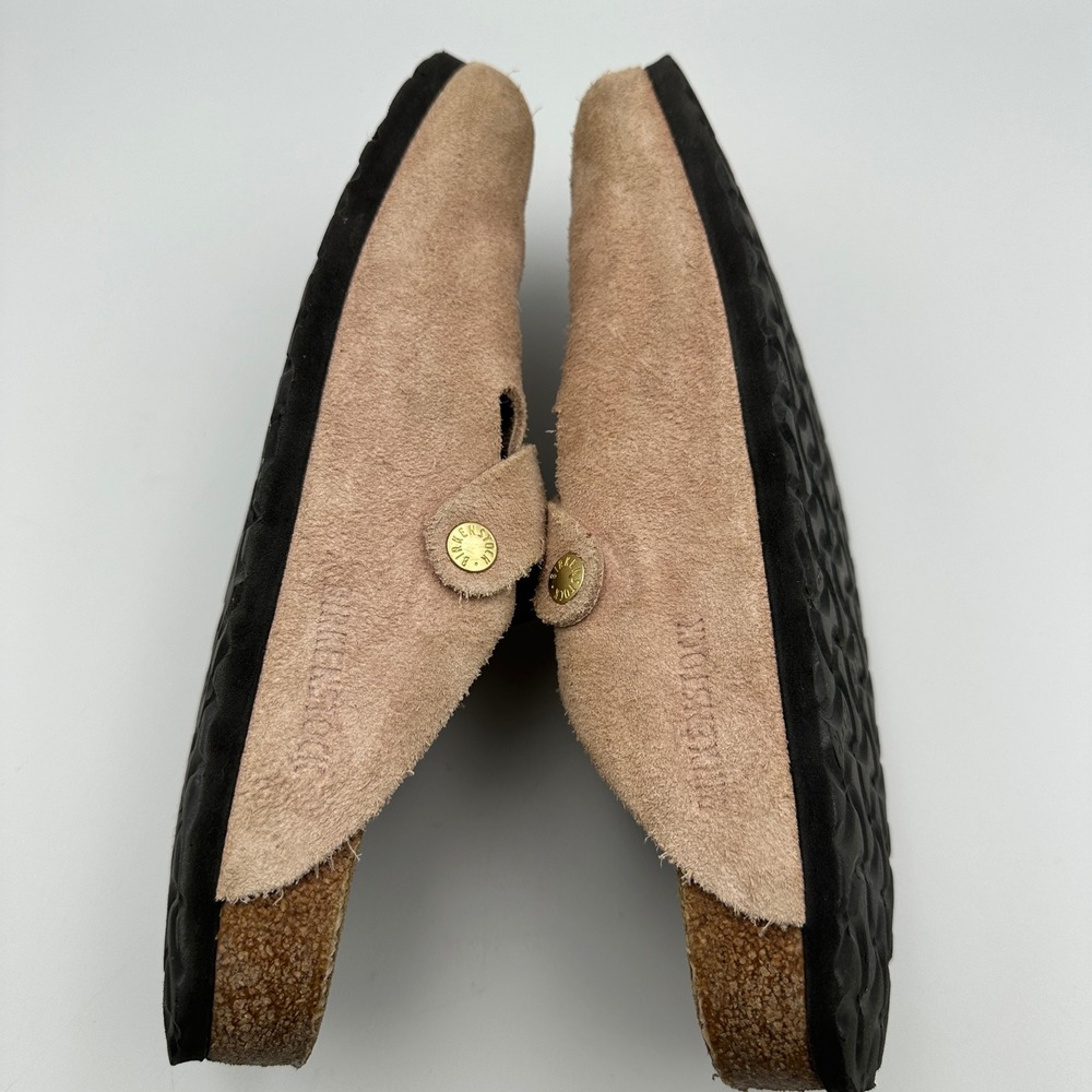 Birkenstock Boston Suede Clog W10 M8 Light Rose Pink Buckle Slip On Mules 41 - Picture 5 of 13